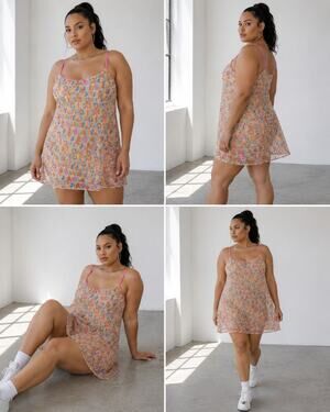 Savage X Fenty Rainbow Graffiti Mesh Slip Dress Plus Size 1X Y2K Lingerie